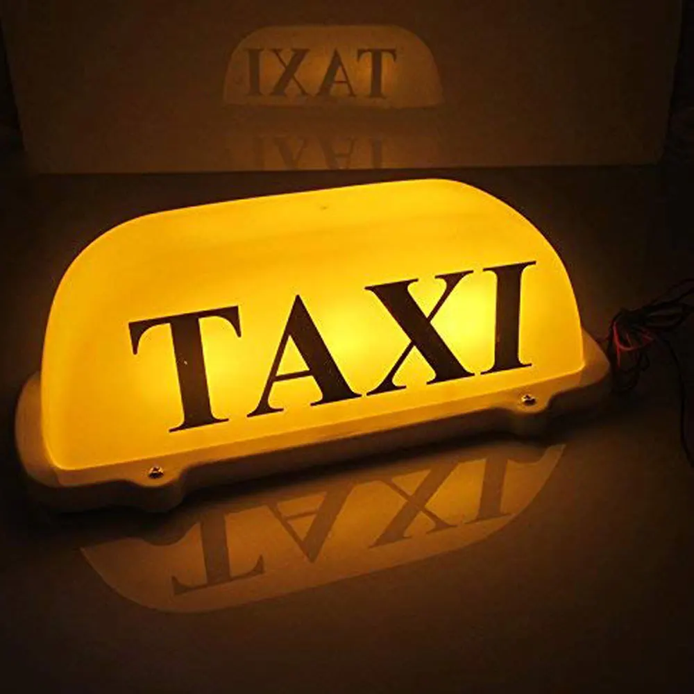 Small Waterproof Yellow Taxi Top Light w/ Magnetic Base & 10Ft 12V Power Cable