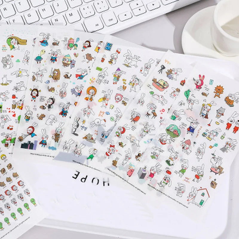 Rabbit Sticker Lovely Cartoon Stationary Stickers Novelty Stationery Cute Thank You Seal Labels Supplies | Канцтовары для офиса и