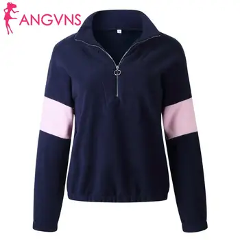 

Women Long Sleeve Sweatshirt Autumn Winter Casual Autumn, Patchwork Turndown Collar Pullover None Outwear