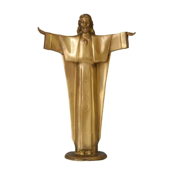 

Jesus Christ Open Arms Bronze Statue Sculpture Gold Collectible Figurine Art