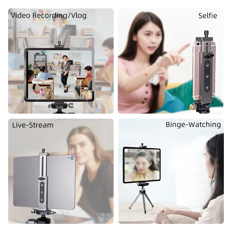 Liga de Alumínio Suporte do Telefone Ajustável para Telefones Universal Tablet Clipe Tripé Suporte Celulares Ipro Comprimidos 12.9in Xj-15 - Imagem 6