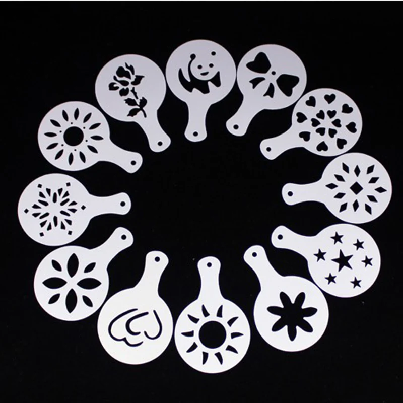 

Coffee Stencils PP Coffee Mold Plastic Garland Mold Fancy Coffee Printing Model Mould Thick Cafe Foam Spray Template