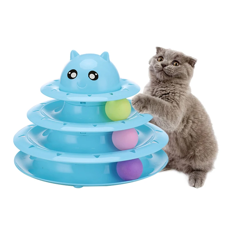

Cat Toy Ball Pet Toy Cat Toy Development Intelligent Three-Layer Rotatable Turntable Toy Multicolor Cute Fun Puzzle Pet Toy
