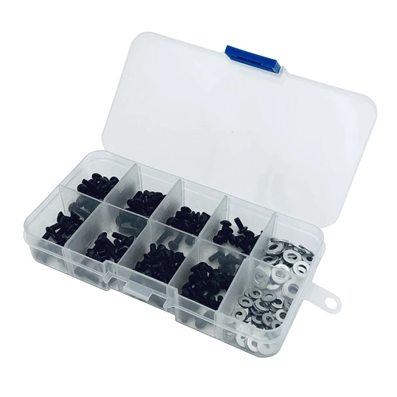 340/180pcs 10 Types M3 M4 Flat Round Screw Stainless Steel Screws Kit Box Repair Tools For 1/10 HSP RC Car
