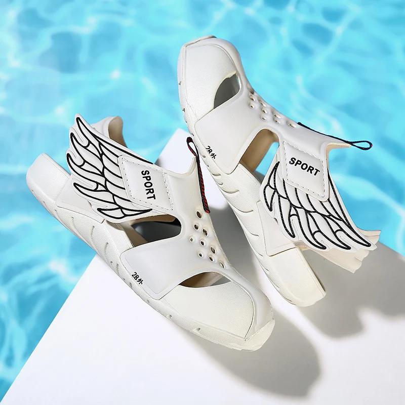 TuYao Girls Brand Designer Sandal Toddler Water Little Boy Shoes Summer Beach Lightweight Soft Non-slip Infant Wing Shoes