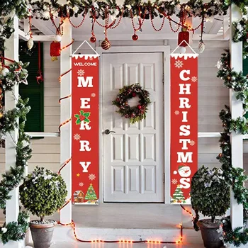 

New Christmas Curtain Couplet Home Door Window Holiday Festive Decor Welcome Banner SCI88