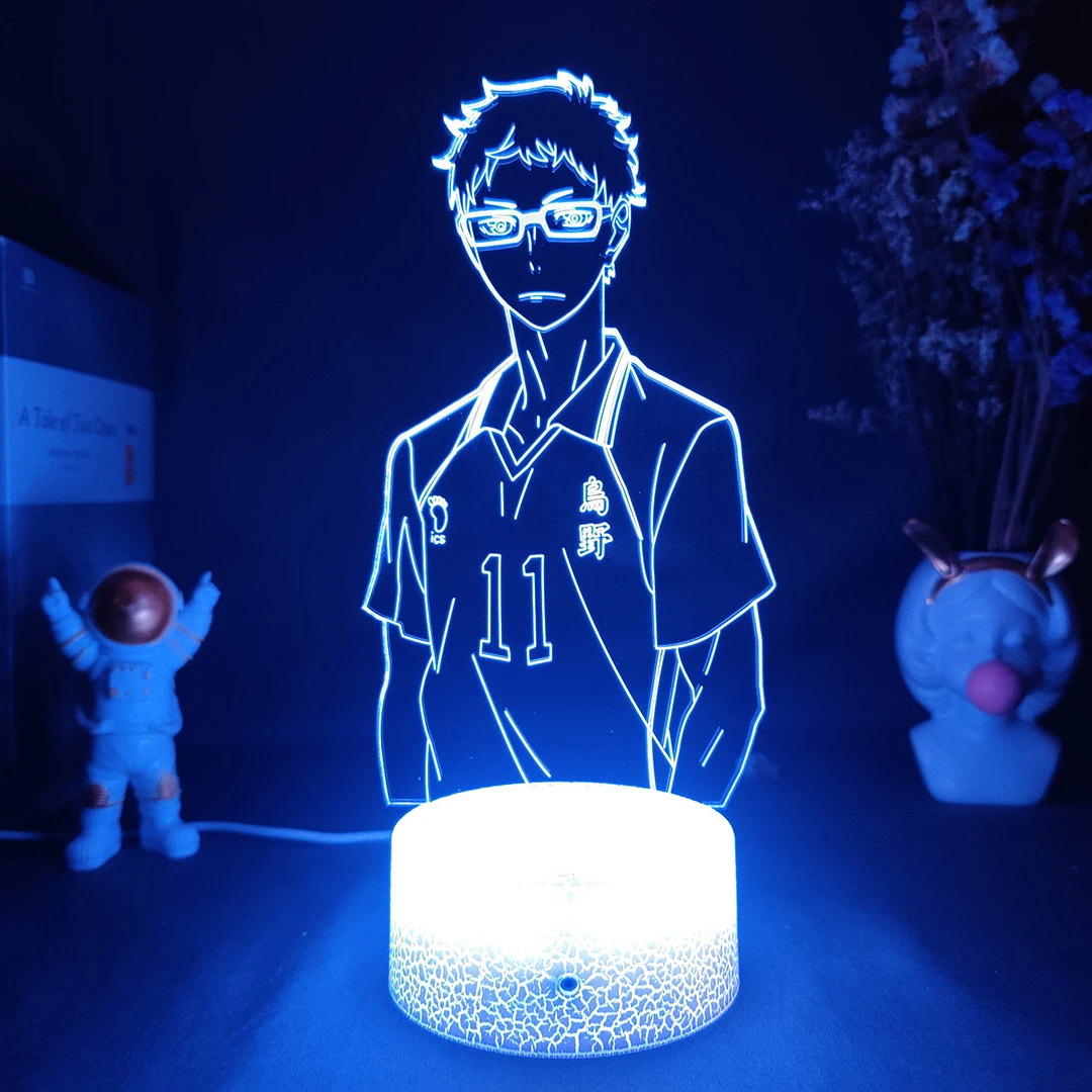 

Фигурка Haikyuu Kei Tsukishima, светодиодный ночсветильник, лампа для спальни, Декор, светильник, детский подарок на день рождения, Haikyu, 3d визуальная лампа