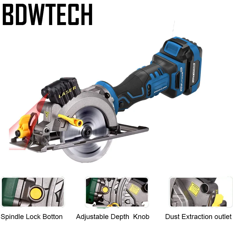 BDWTECH BT526 Mini portable 20V Electric cordless circular saw with lase function and Wood saw blade