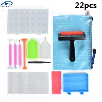 

22pcs 5D Diamond Painting Tools Kit Diamond Sticky Pen Roller Tool Diamond Embroidery Tray Box for Adults or Kids