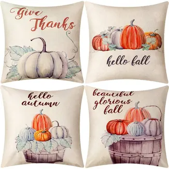 

4 Pieces Pumpkin Pillow Cover Throw Cushion Cover For Autumn Fall Thanksgiving Home Decoration Supplies