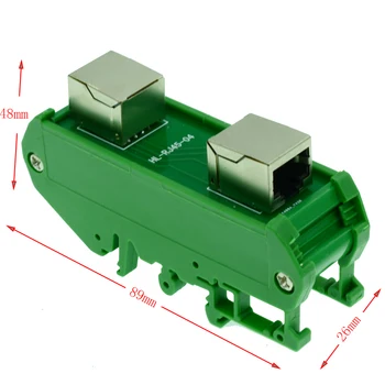 

RJ45 female 8P8C horizontal breakout board with Din rail mounting bracket and panel mounting foot