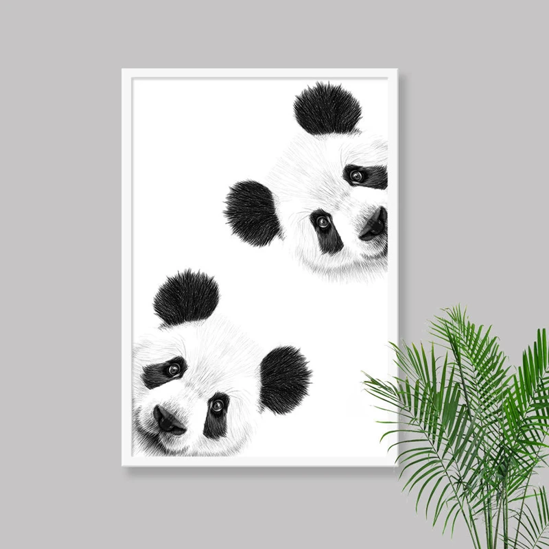 

HD Prints Home Decor Cute Curious Panda Canvas Poster Animal Painting Wall Art Nordic Modular Picture Framework For Living Room