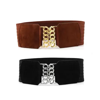 

New Wide Waistbands Women Elastic Waist Belt for Dress Sweater Pin buckle Leather Belts Girls Cummerbunds Stretchy belt