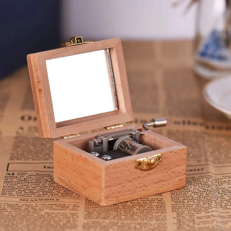 SEWS-Wooden Hand Crank Music Box Classical Melody Birthday Christmas Festival Musical Gifts Home Office Decoration Crafts