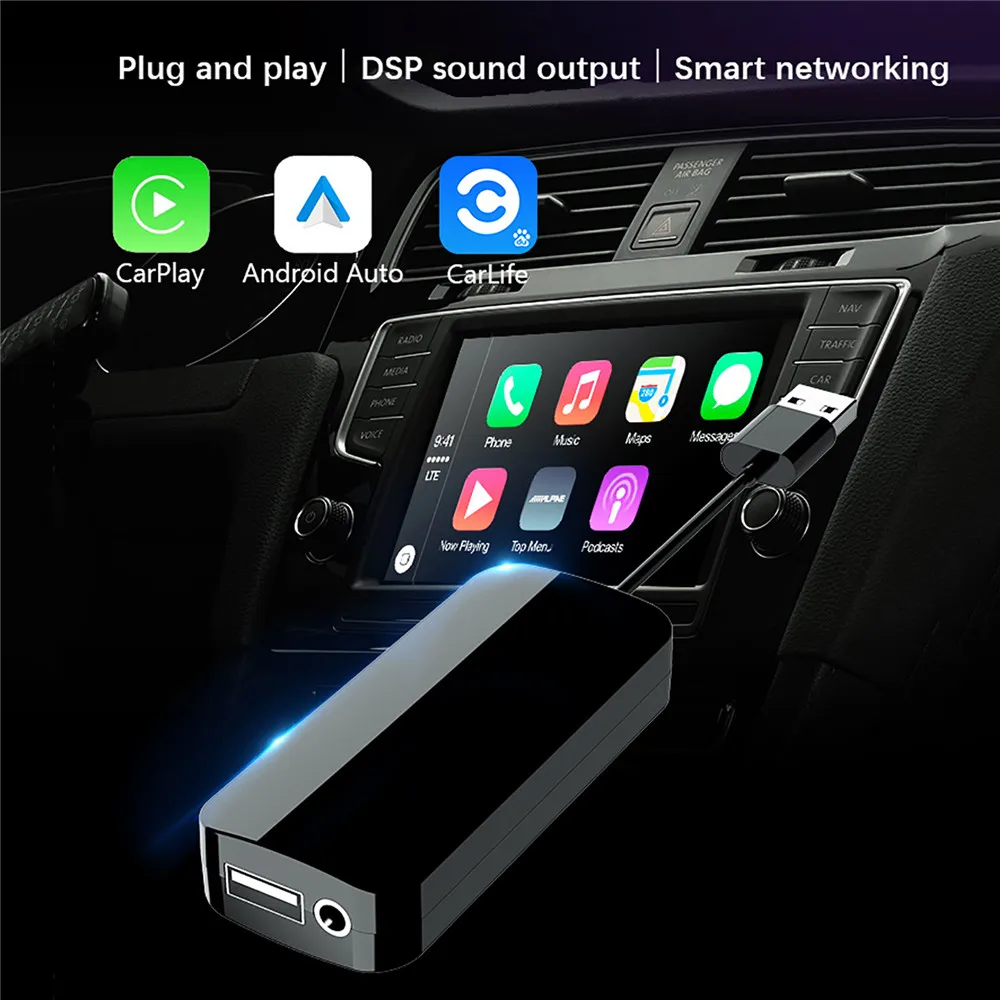Беспроводное устройство Carplay с голосовым управлением/Google Maps/Waze USB-ключ для iPhone 5 и