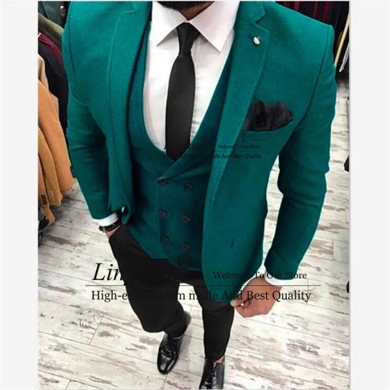 green Классический мужской костюм Smolking Noivo Terno Slim Fit Easculino вечерние костюмы для мужчин зеленый твид с черными штанами Свадебные Mascul - Цвет: green