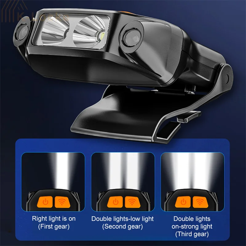 Mini Headlight Outdoor Clip Cap Light Smart Sensor Waterproof Cycling Night Fishing Flashlight Portable Head Lamp Lighting Tool,head flashlight,bike headlight