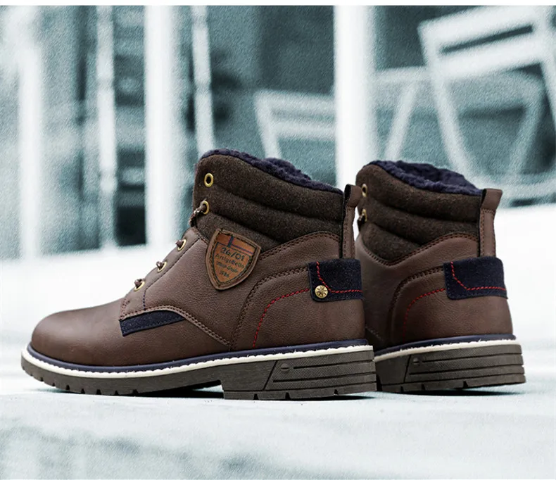 Fhlyiy Фирменная новинка зимние Обувь на теплом меху мужские ботинки кожаные ботильоны Водонепроницаемые зимние ботинки на открытом воздухе; ботинки в байкерском стиле; ботинки-дезерты