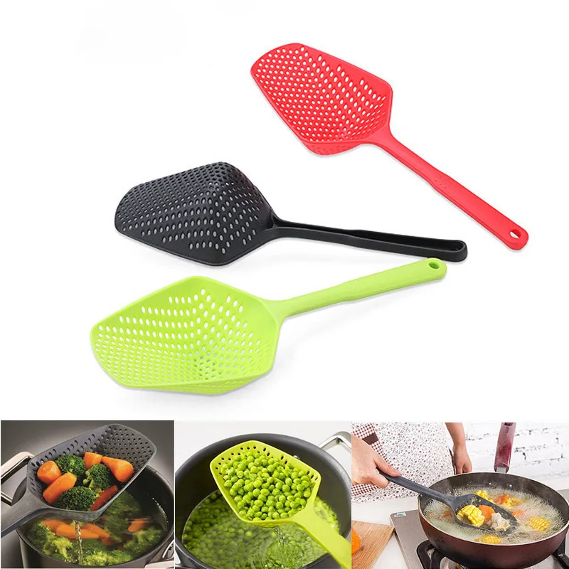 

1PC Vegetable Strainer Cooking Shovels Vegetable French Fries Strainer Scoop Nylon Spoon Large Colander Soup Filter Kitchen Tool