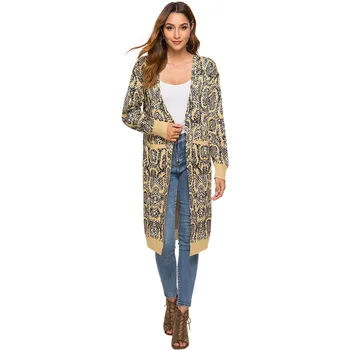 

Women's winter knitted cardigan Europe America 2019 new S-L plus size loose V-neck snake pattern sweater women feminina JD525