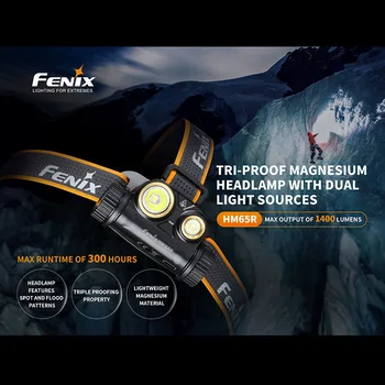 

Fenix HM65R 1400 Lumens Dual Light Sources Tri-proof Magnesium Headlamp for Long-time & High-intensity Outdoor Activities