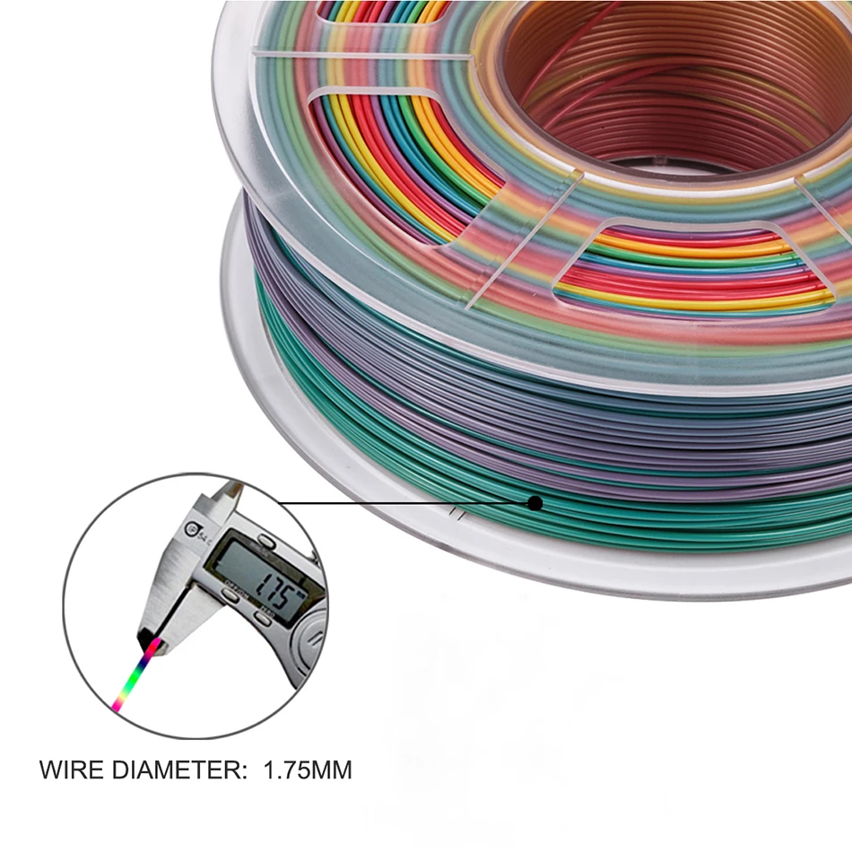 SUNLU красочные PLA нити 1,75 мм 1 кг 3D PLA нити измерения Точность+/-0,02 мм для 3d принтера и ручки материал DIY подарок - Цвет: Rainbow