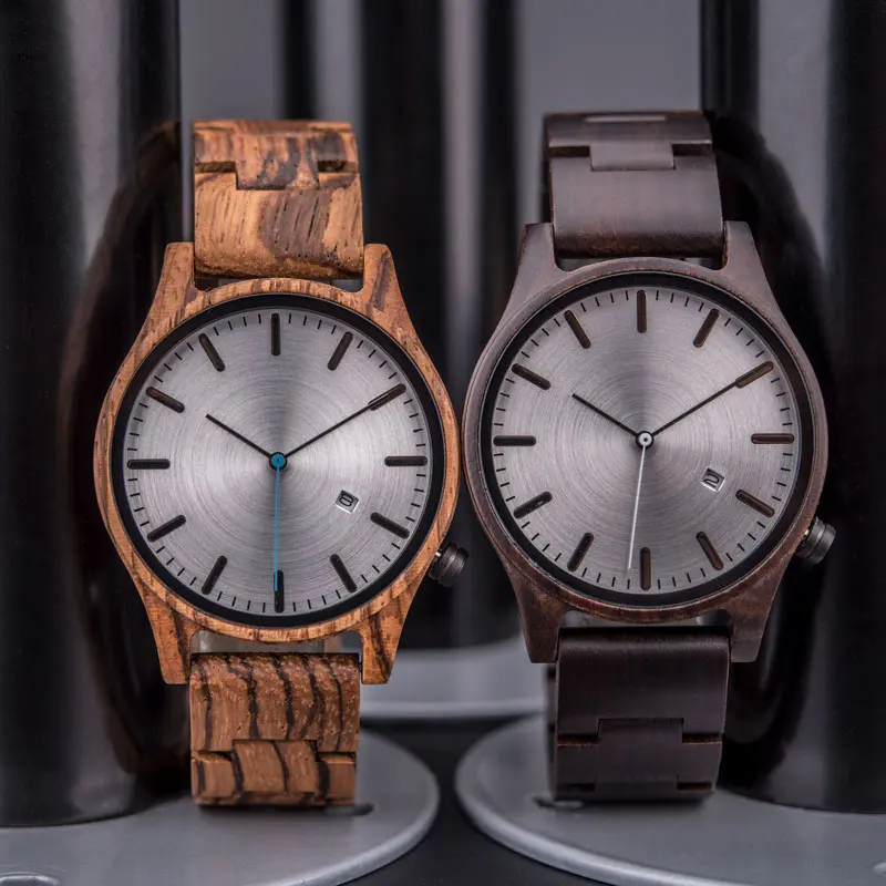 

DODO DEER Wooden Men's Watch Analog Quartz with Calendar Display Men's Lightweight Handmade Wooden Watch Brown Strap B09-3 B09-4