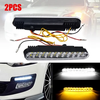

2Pcs 30 LED Car Daytime Running Light DRL Driving Car Interior Light Turn Signal Fog Lamp White Amber Car Accessories Interior