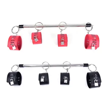 Women Slave Metal Spreader Bar Hand Cuff Ankle Cuffs Mouth Gag BDSM Sex Game Role Play Restraint Adult Bondage Accessory Sex Toy 3