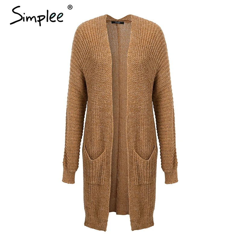 Simplee Женский вязаный длинный кардиган свободный свитер джемперы уличная одежда