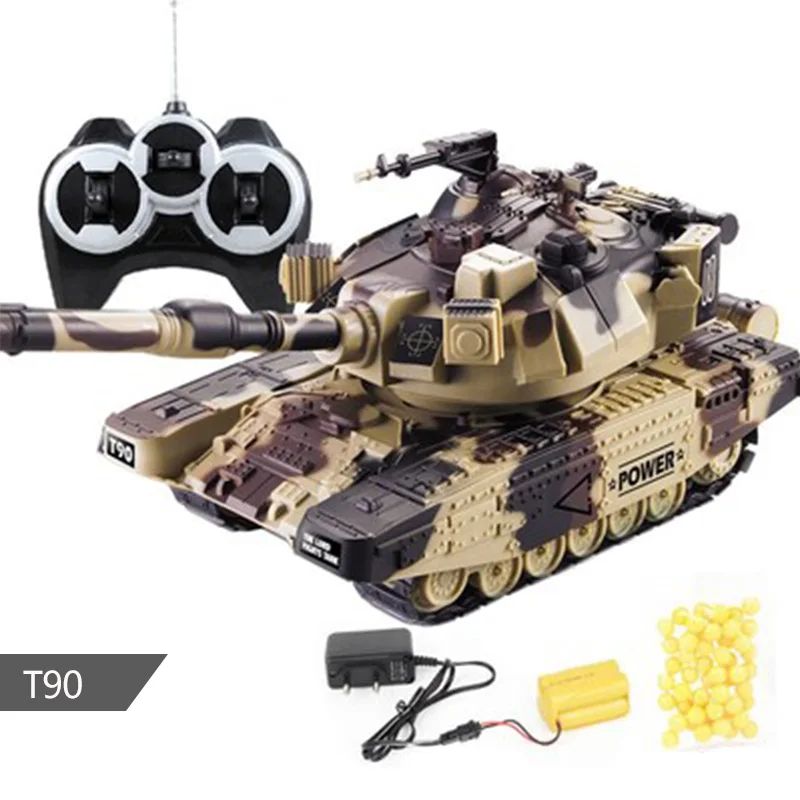 T90 Yellow M1A2 беспроводной пульт дистанционного управления танк может запускать пули для битвы заряженный отслеживаемый внедорожный автомобиль мальчиков и детские игрушки Gif - Цвет: T90 Yellow