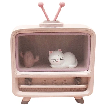 

Cuet Cat Home Decoration Light Pink Color Baby Kids Battery Resin Material Warm Bedroom Mini Lamp