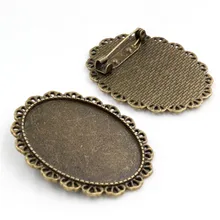 Новая мода 5 шт. 30x40 мм Внутренний размер Античная бронзовая шпилька брошь пирсинг стиль База Установка кулон(B1-13