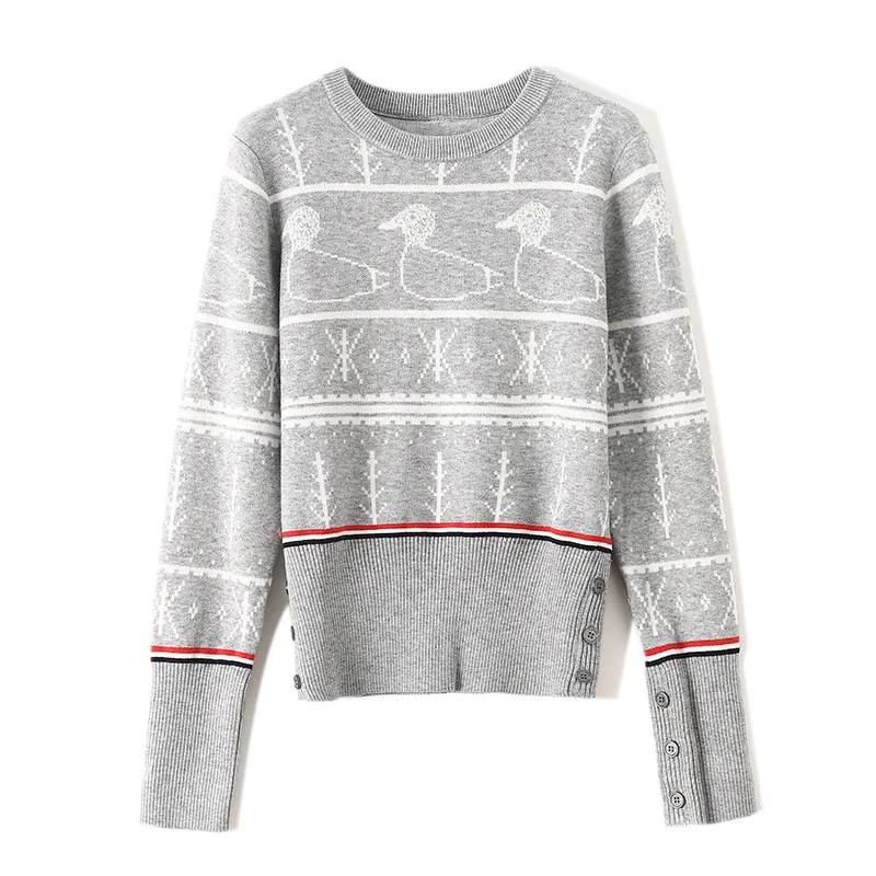 

Striped Harajuku Knit Sweater Women Long Sleeve Fall Winter Warm Animal Print Jumper Pullover knitted Sweater