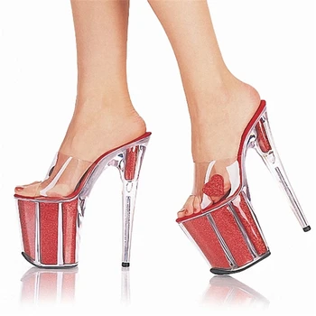 

Hate day high thin heel shoe female sandals 18cm20cm ultra tall heel sexy cool sandals show crystal clear sandals summer