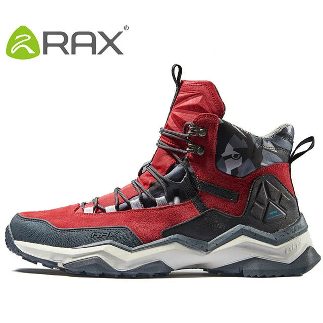 RAX мужские водонепроницаемые походные ботинки из натуральной кожи, мужские треккинговые ботинки, дышащие горные треккинговые ботинки, мужские альпинистские ботинки - Цвет: Dahong