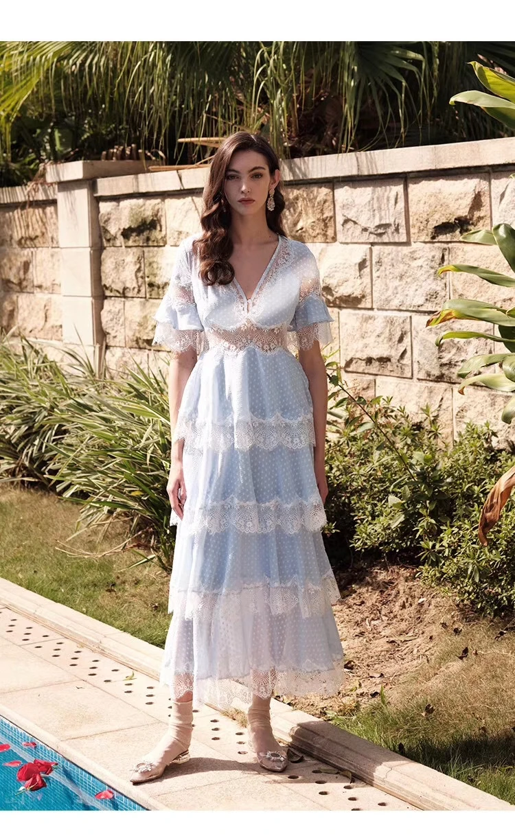 Vestido de festa, синее лоскутное длинное платье с оборками, праздничные серии, сексуальные кружевные вечерние платья, женская одежда, зима