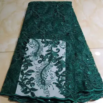 

African Lace Fabric Embroidered Nigerian Sequins Lace Fabric High Quality French Tulle Lace Fabric For Women Wedding
