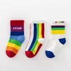 3 Pairs/Pack Autumn Winter New Children's Socks Boys And Girls Rainbow Striped In Tube Tide Socks Baby Kids Cotton Sport Socks 6