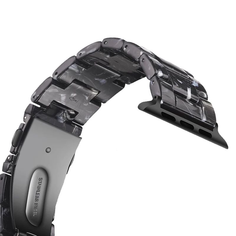 Для Apple Watch Series 5 40 мм 44 мм полимерный ремешок черный цветок I Watch ремешок 38 42 мм Мужские и женские браслеты I Watch Series 3 2 1