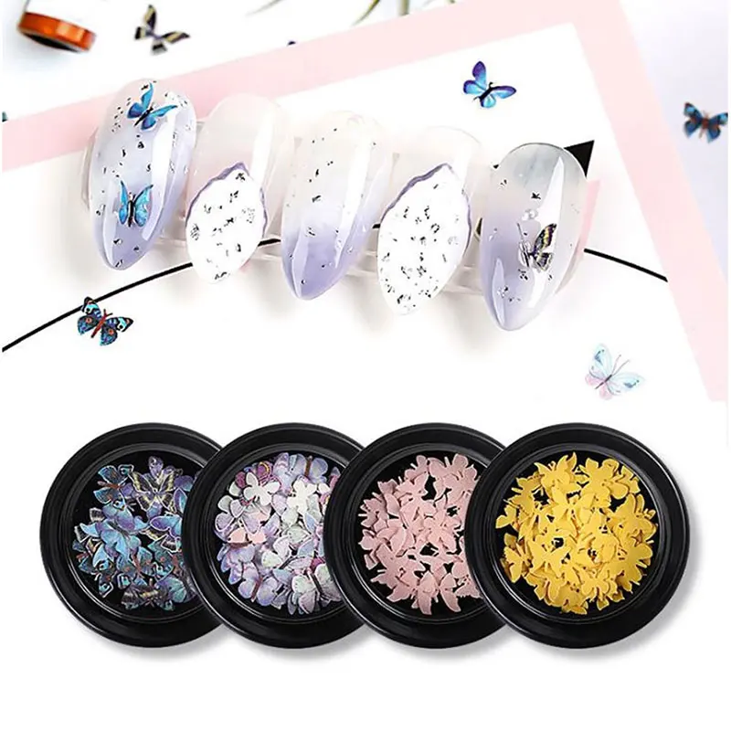 Sparkly Butterfly Nail Sequins Colorful Nail Holographic Glitter 3D Flakes Slices Art Accessories DIY Manicure Decor