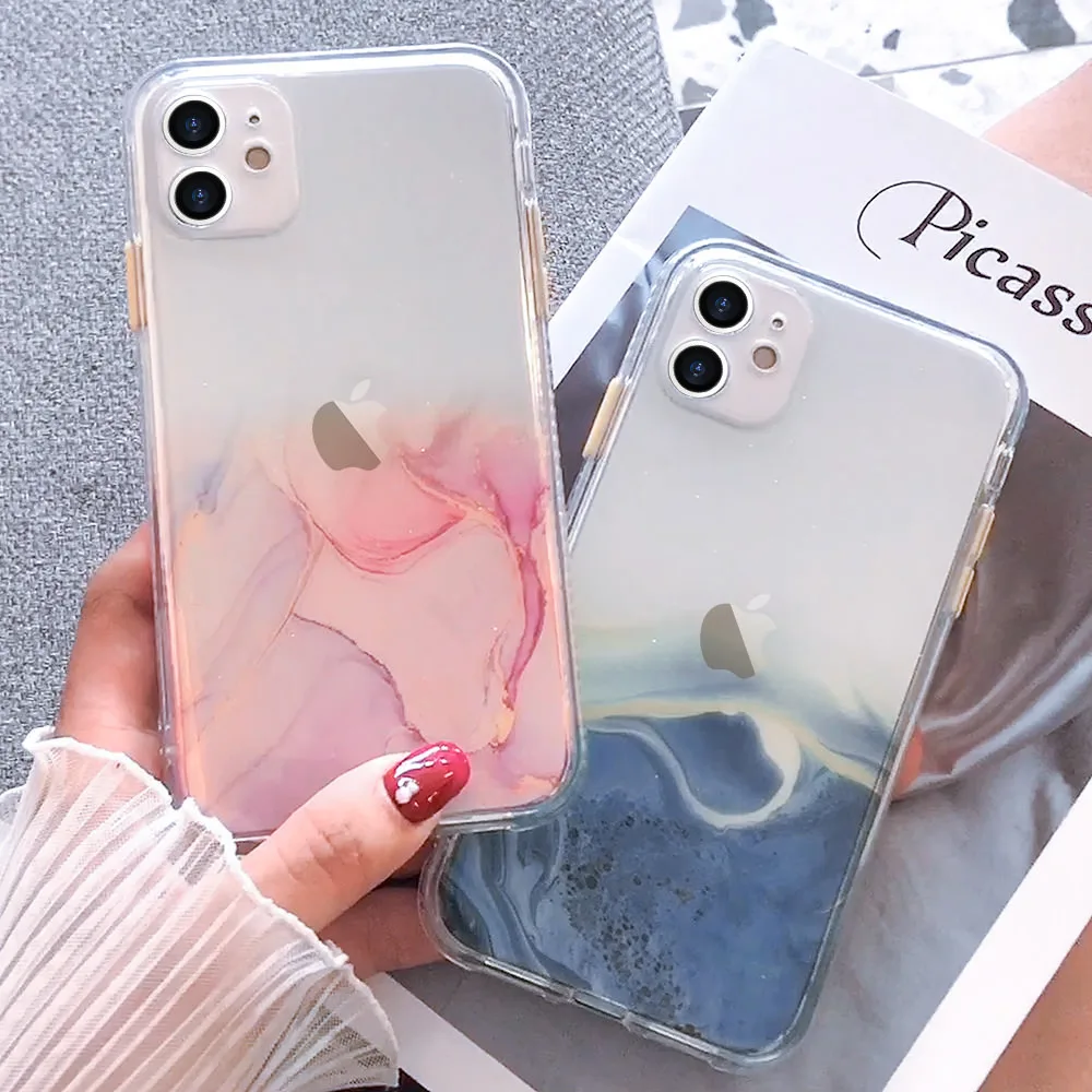 Роскошный градиентный мраморный блестящий чехол для телефона IPhone 11 Pro Max Xs X Xr 8 7 Plus