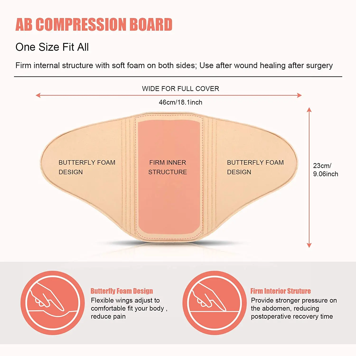 HEXIN Ab Board Post Surgery Compression Board Skin-Friendly Lipo Foam Flattening Abdominal Board Tummy Tuck Postpartum Recovery shapewear shorts