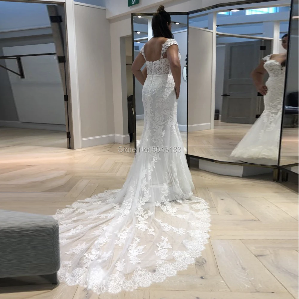 Chic Lace Applique Mermaid Trouwjurken 2019 Sweetheart Plus Size Bruidsjurken Off de Schouder Sweep Trein Trouwjurk Chic Lace Applique Mermaid Trouwjurken 2019 Sweetheart Plus Size Bruidsjurken Off de Schouder Sweep Trein Trouwjurk