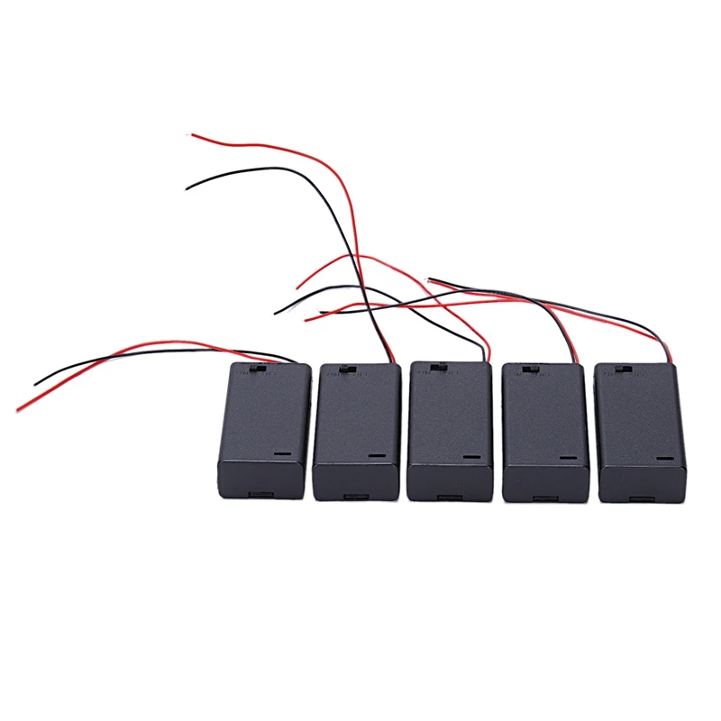 5PCS Plastic 2 x 1 5V AA Battery Container Box with ON OFF Switch