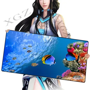 

XGZ Cartoon Undersea Starfish Extra Large Mouse Mat Locking Edge Laptop Desk Non-slip Universal 900x400mm 600x300mm