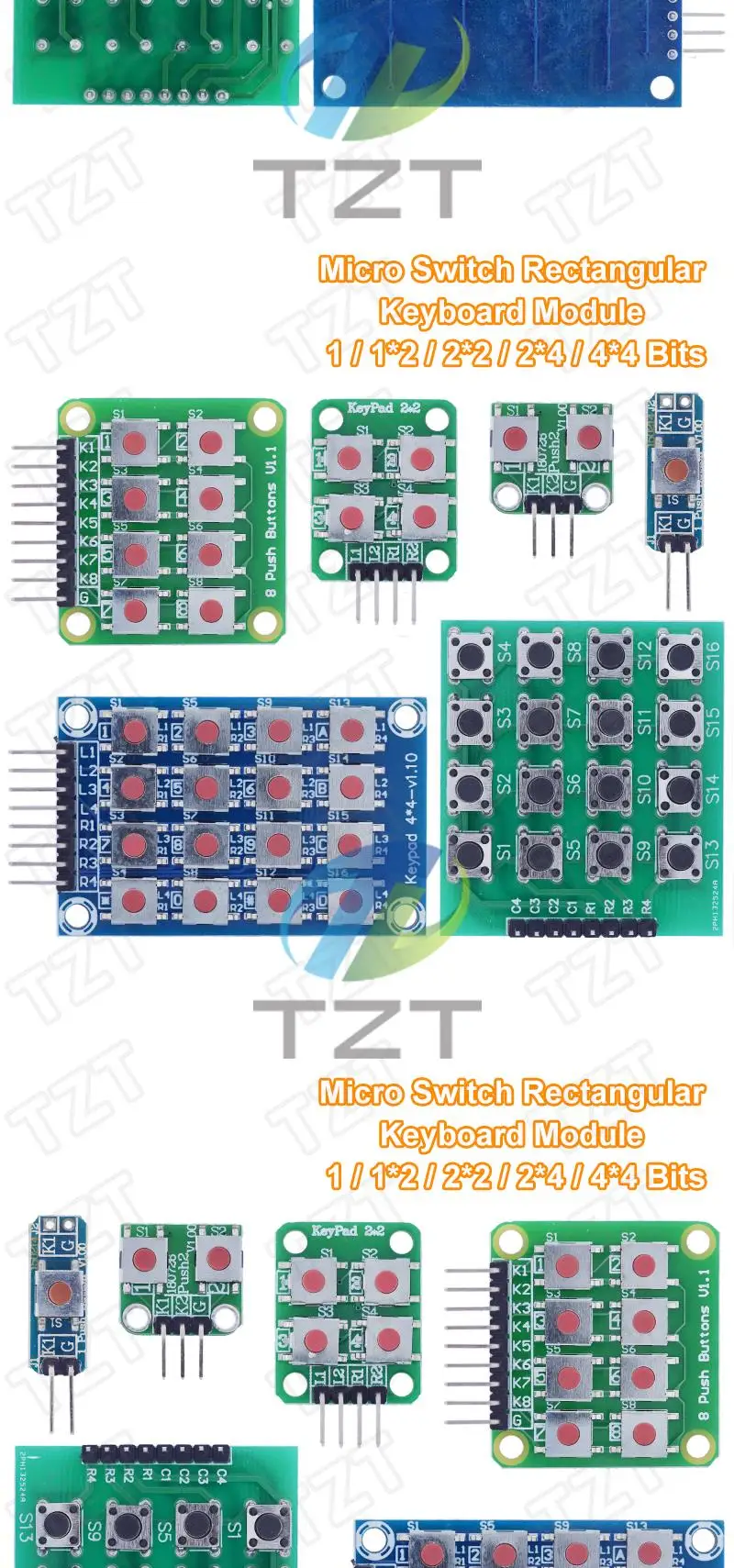 Micro Schalter 1*2/2*2/2*4/4*4 Matrix Tastatur 8-bit Taste Unabhängige Taste MCU externe Expansion Tastatur Modul Für Arduino – Detail 3