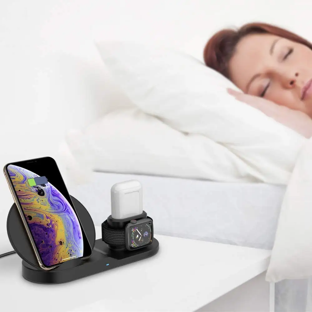 Chargeur Sans Fil для Apple Watch Iphone 8 Plus 11 Pro Xs Max Xr X huawei P30 Pro 3в1, зарядное устройство, Беспроводная подставка, зарядная док-станция