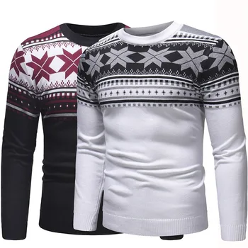 

2020 Spring Autumn New Fashion Men's Sweaters Casual O-Neck Polygonal Pattern Pullover Mens Long Sleeve Plus Size Sweaters