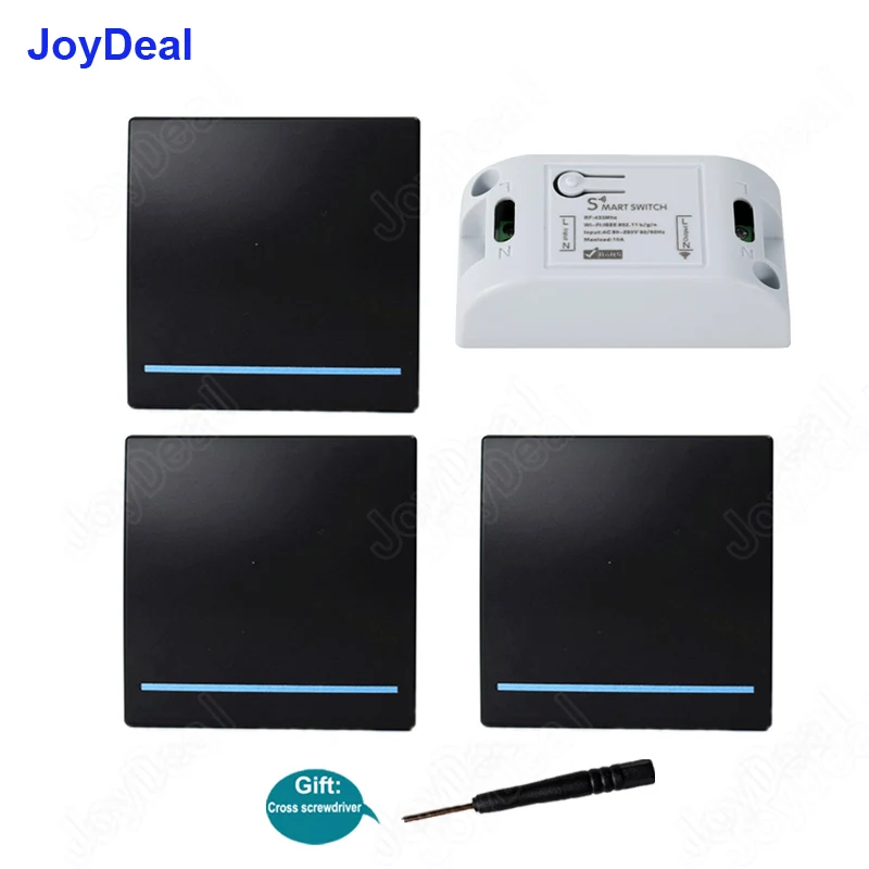 

JoyDeal 433Mhz 86 Type Portable ON/Off Wireless Light Switch RF Remote Control AC 110V 220V Receiver Smart Wall Panel Switch